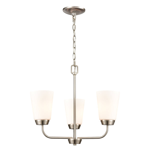 Thomas Lighting Winslow Three Light Chandelier Brushed Nickel with Opaque Glass for Dining Rooms 19 inches CN310322