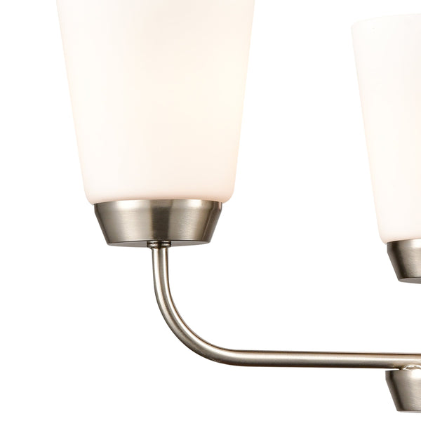 Thomas Lighting Winslow Three Light Chandelier Brushed Nickel with Opaque Glass for Dining Rooms 19 inches CN310322