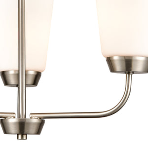 Thomas Lighting Winslow Three Light Chandelier Brushed Nickel with Opaque Glass for Dining Rooms 19 inches CN310322