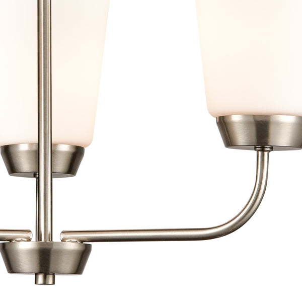 Thomas Lighting Winslow Three Light Chandelier Brushed Nickel with Opaque Glass for Dining Rooms 19 inches CN310322