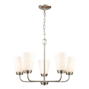 Thomas Lighting Winslow Three Light Chandelier Brushed Nickel with Opaque Glass for Dining Rooms 25 inches CN310522
