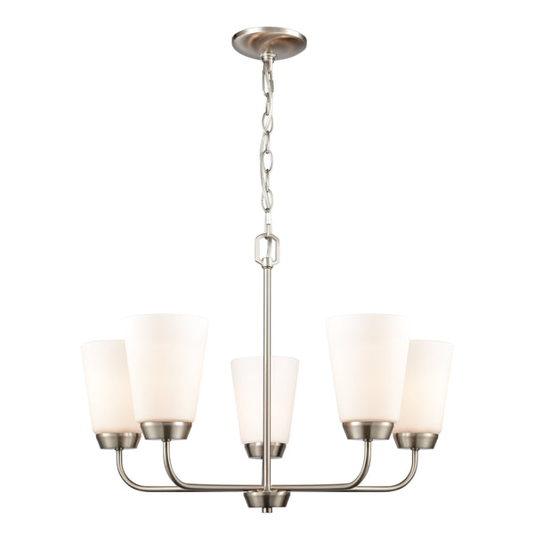 Thomas Lighting Winslow Three Light Chandelier Brushed Nickel with Opaque Glass for Dining Rooms 25 inches CN310522