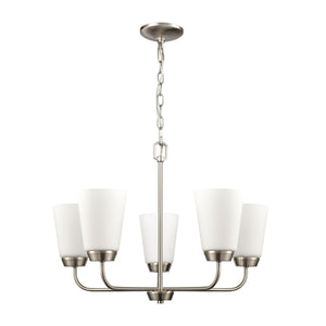 Thomas Lighting Winslow Three Light Chandelier Brushed Nickel with Opaque Glass for Dining Rooms 25 inches CN310522