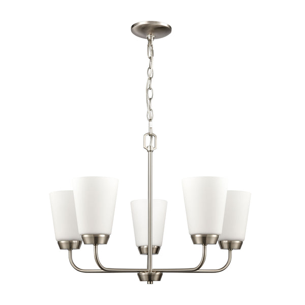 Thomas Lighting Winslow Three Light Chandelier Brushed Nickel with Opaque Glass for Dining Rooms 25 inches CN310522
