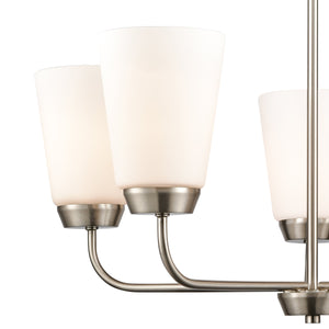 Thomas Lighting Winslow Three Light Chandelier Brushed Nickel with Opaque Glass for Dining Rooms 25 inches CN310522