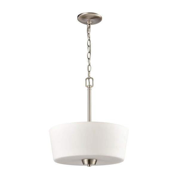 Thomas Lighting Winslow Three Light Pendant with Opaque Glass Shades for Dining and Kitchen Islands Nickel CN310842