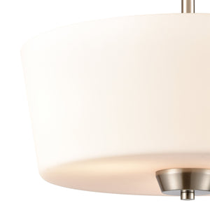 Thomas Lighting Winslow Three Light Pendant with Opaque Glass Shades for Dining and Kitchen Islands Nickel CN310842