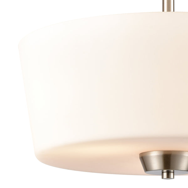 Thomas Lighting Winslow Three Light Pendant with Opaque Glass Shades for Dining and Kitchen Islands Nickel CN310842
