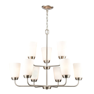 Thomas Lighting Winslow Three Light Chandelier Brushed Nickel with Opaque Glass for Dining Rooms 30 inches CN310922