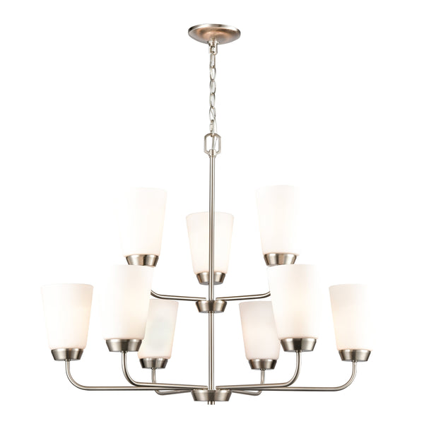 Thomas Lighting Winslow Three Light Chandelier Brushed Nickel with Opaque Glass for Dining Rooms 30 inches CN310922