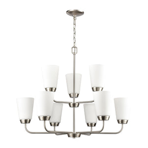 Thomas Lighting Winslow Three Light Chandelier Brushed Nickel with Opaque Glass for Dining Rooms 30 inches CN310922