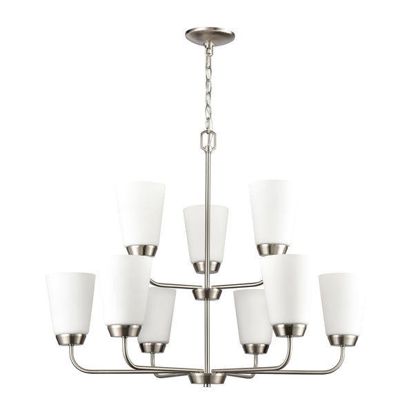 Thomas Lighting Winslow Three Light Chandelier Brushed Nickel with Opaque Glass for Dining Rooms 30 inches CN310922