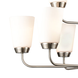 Thomas Lighting Winslow Three Light Chandelier Brushed Nickel with Opaque Glass for Dining Rooms 30 inches CN310922