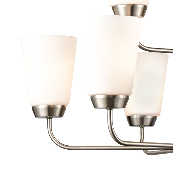 Thomas Lighting Winslow Three Light Chandelier Brushed Nickel with Opaque Glass for Dining Rooms 30 inches CN310922