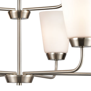 Thomas Lighting Winslow Three Light Chandelier Brushed Nickel with Opaque Glass for Dining Rooms 30 inches CN310922
