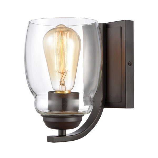 Thomas Lighting Calistoga Industrial Transitional Two Light Vanity Fixture with Clear Glass Shades Bronze 8 inches CN320171