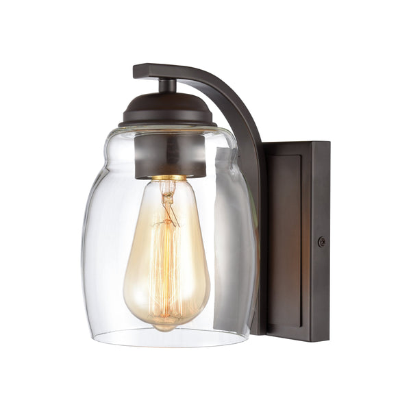 Thomas Lighting Calistoga Industrial Transitional Two Light Vanity Fixture with Clear Glass Shades Bronze 8 inches CN320171