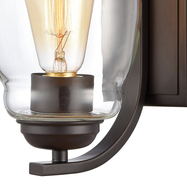 Thomas Lighting Calistoga Industrial Transitional Two Light Vanity Fixture with Clear Glass Shades Bronze 8 inches CN320171