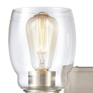 Thomas Lighting Calistoga Industrial Transitional Two Light Vanity Fixture with Clear Glass Shades Nickel 14 inches CN320212