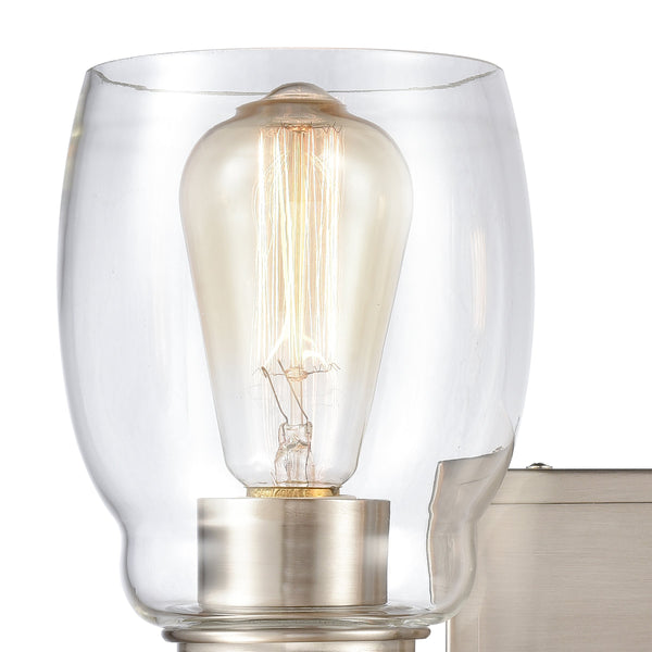 Thomas Lighting Calistoga Industrial Transitional Two Light Vanity Fixture with Clear Glass Shades Nickel 14 inches CN320212