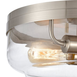 Thomas Lighting Calistoga 2 Light Flush Mount with Clear Glass Shades and Industrial Brushed Nickel Frame CN320232