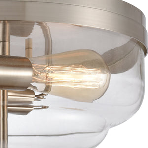 Thomas Lighting Calistoga 2 Light Flush Mount with Clear Glass Shades and Industrial Brushed Nickel Frame CN320232