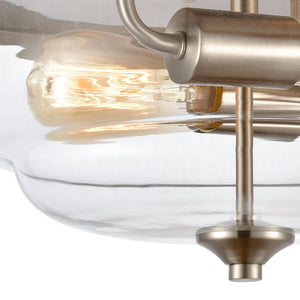 Thomas Lighting Calistoga 2 Light Flush Mount with Clear Glass Shades and Industrial Brushed Nickel Frame CN320232