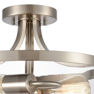 Thomas Lighting Calistoga Industrial Semi Flush Mount with Clear Glass Shades and Brushed Nickel Frame CN320282