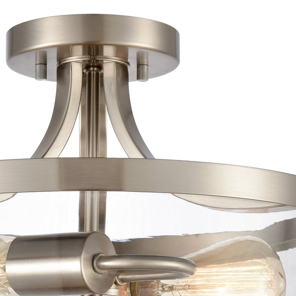 Thomas Lighting Calistoga Industrial Semi Flush Mount with Clear Glass Shades and Brushed Nickel Frame CN320282