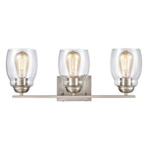 Thomas Lighting Calistoga Industrial Transitional Two Light Vanity Fixture with Clear Glass Shades Nickel 22 inches CN320312