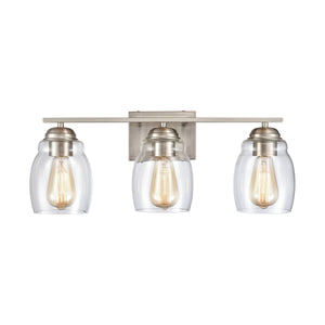 Thomas Lighting Calistoga Industrial Transitional Two Light Vanity Fixture with Clear Glass Shades Nickel 22 inches CN320312