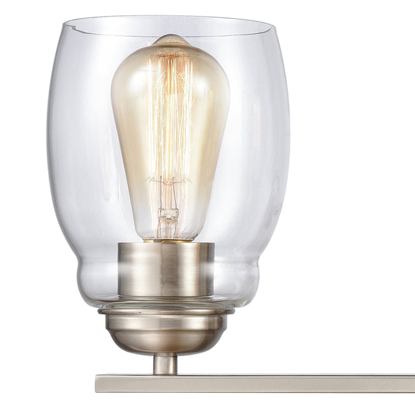 Thomas Lighting Calistoga Industrial Transitional Two Light Vanity Fixture with Clear Glass Shades Nickel 22 inches CN320312