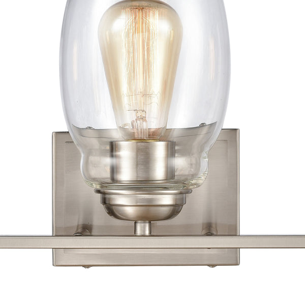 Thomas Lighting Calistoga Industrial Transitional Two Light Vanity Fixture with Clear Glass Shades Nickel 22 inches CN320312