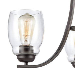 Thomas Lighting Calistoga Three Light Industrial Chandelier with Clear Glass Shades for Dining Rooms 23 inches Bronze CN320321