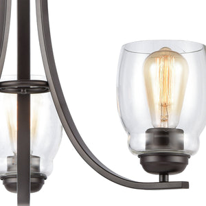 Thomas Lighting Calistoga Three Light Industrial Chandelier with Clear Glass Shades for Dining Rooms 23 inches Bronze CN320321