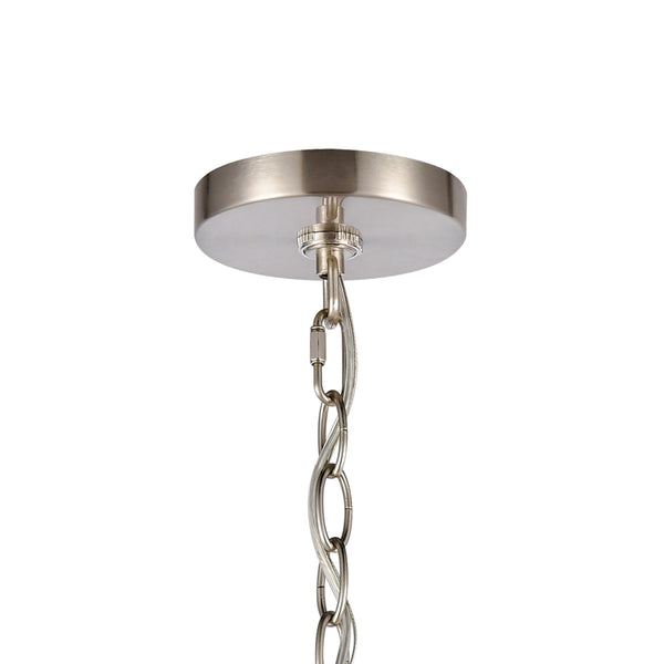 Thomas Lighting Calistoga Three Light Industrial Chandelier with Clear Glass Shades for Dining Rooms 23 inches Nickel CN320322