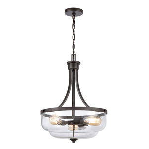 Thomas Lighting Calistoga Three Light Pendant Clear Glass Shades Metal Frame for Kitchen Islands Bronze CN320341