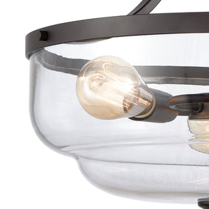 Thomas Lighting Calistoga Three Light Pendant Clear Glass Shades Metal Frame for Kitchen Islands Bronze CN320341