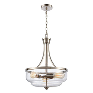 Thomas Lighting Calistoga Three Light Pendant Clear Glass Shades Metal Frame for Kitchen Islands Nickel CN320342