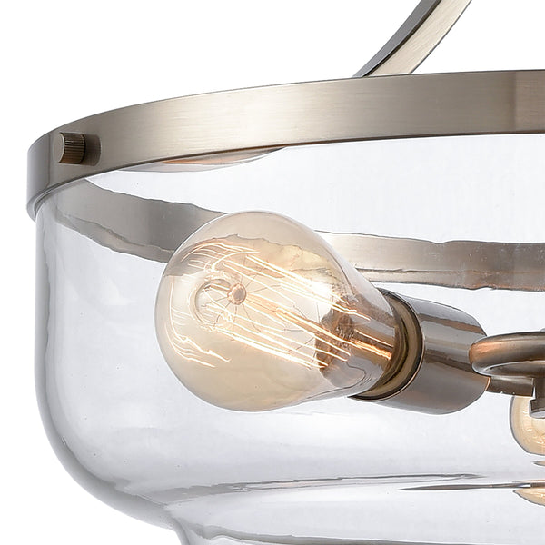 Thomas Lighting Calistoga Three Light Pendant Clear Glass Shades Metal Frame for Kitchen Islands Nickel CN320342
