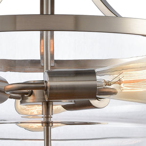 Thomas Lighting Calistoga Three Light Pendant Clear Glass Shades Metal Frame for Kitchen Islands Nickel CN320342