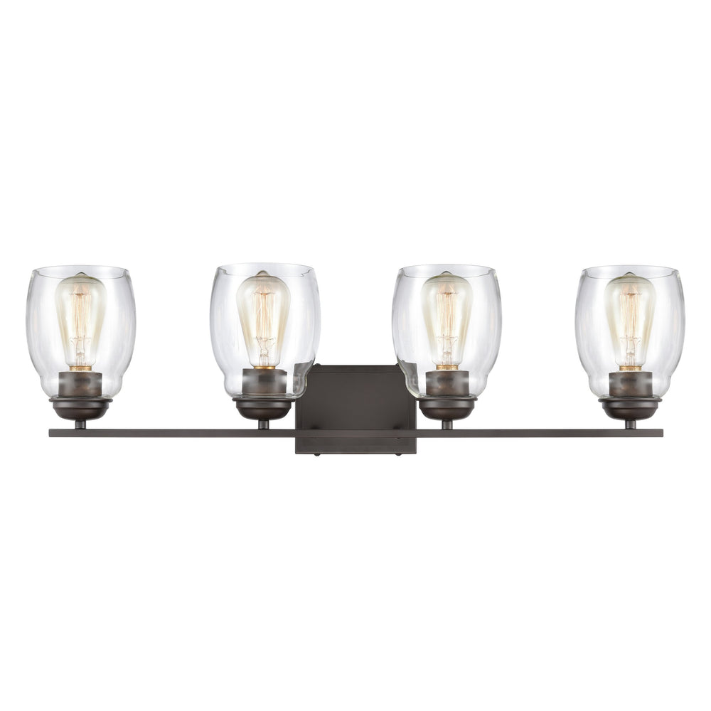 Thomas Lighting Calistoga Industrial Transitional Two Light Vanity Fixture with Clear Glass Shades Bronze 30.5 inches CN320411