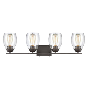 Thomas Lighting Calistoga Industrial Transitional Two Light Vanity Fixture with Clear Glass Shades Bronze 30.5 inches CN320411