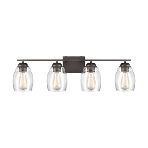 Thomas Lighting Calistoga Industrial Transitional Two Light Vanity Fixture with Clear Glass Shades Bronze 30.5 inches CN320411