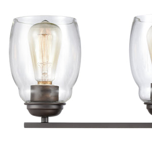 Thomas Lighting Calistoga Industrial Transitional Two Light Vanity Fixture with Clear Glass Shades Bronze 30.5 inches CN320411