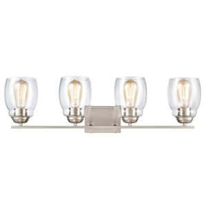 Thomas Lighting Calistoga Industrial Transitional Two Light Vanity Fixture with Clear Glass Shades Nickel 30.5 inches CN320412