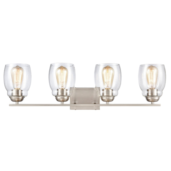 Thomas Lighting Calistoga Industrial Transitional Two Light Vanity Fixture with Clear Glass Shades Nickel 30.5 inches CN320412