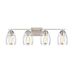 Thomas Lighting Calistoga Industrial Transitional Two Light Vanity Fixture with Clear Glass Shades Nickel 30.5 inches CN320412