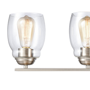 Thomas Lighting Calistoga Industrial Transitional Two Light Vanity Fixture with Clear Glass Shades Nickel 30.5 inches CN320412
