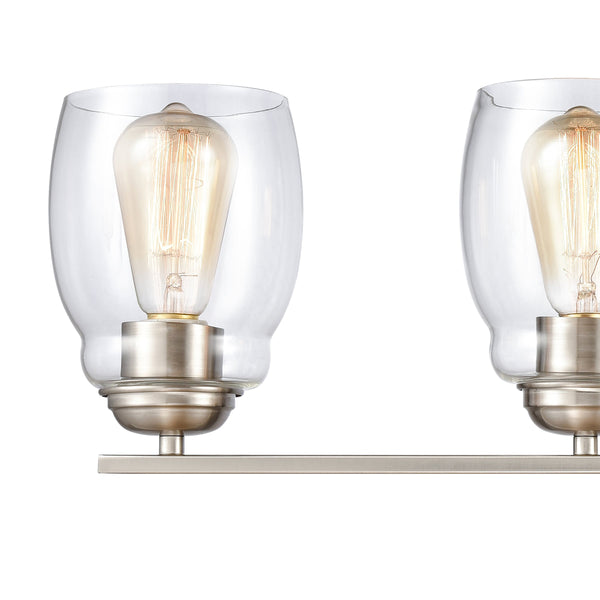 Thomas Lighting Calistoga Industrial Transitional Two Light Vanity Fixture with Clear Glass Shades Nickel 30.5 inches CN320412
